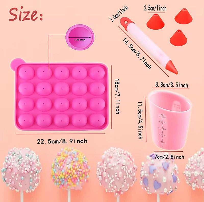 JAMCARI Cake Pop Mold - 20 Cavity Silicone Cake Pop Mold with Cake Pop Gift Bags and Decorating Pen, Awesome Baking Gifts for Beginners and Kids - Image 1