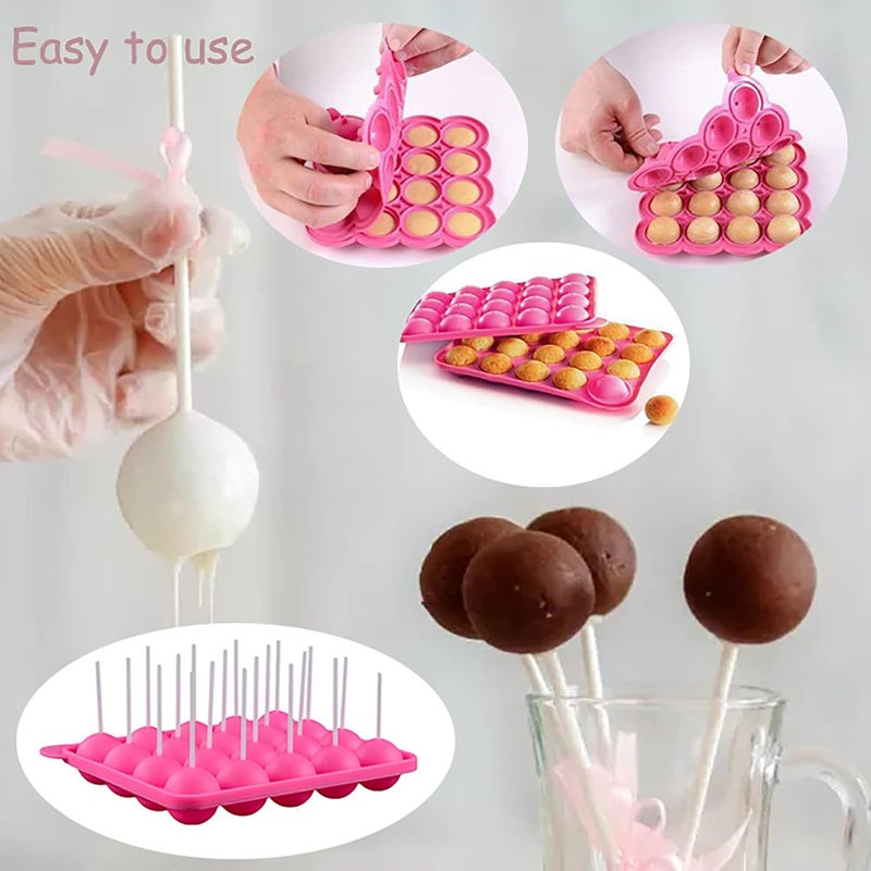 JAMCARI Cake Pop Mold - 20 Cavity Silicone Cake Pop Mold with Cake Pop Gift Bags and Decorating Pen, Awesome Baking Gifts for Beginners and Kids - Image 3