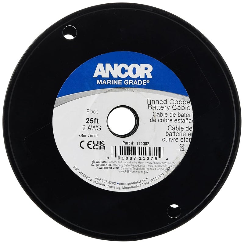 ancor 114002 Tinned Copper Battery Cable, 2 AWG (32mm2), Black - 25ft - Image 2