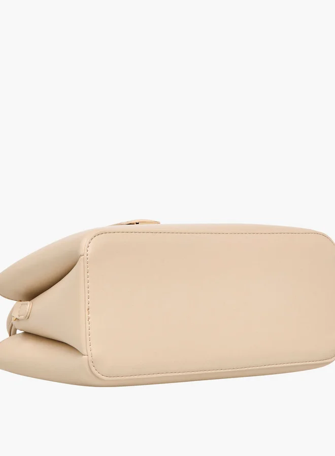 Flora Bella By Shoexpress Solid Tote Bag with Detachable Strap and Zip Closure