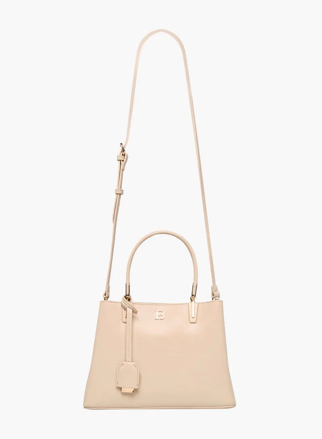 Flora Bella By Shoexpress Solid Tote Bag with Detachable Strap and Zip Closure