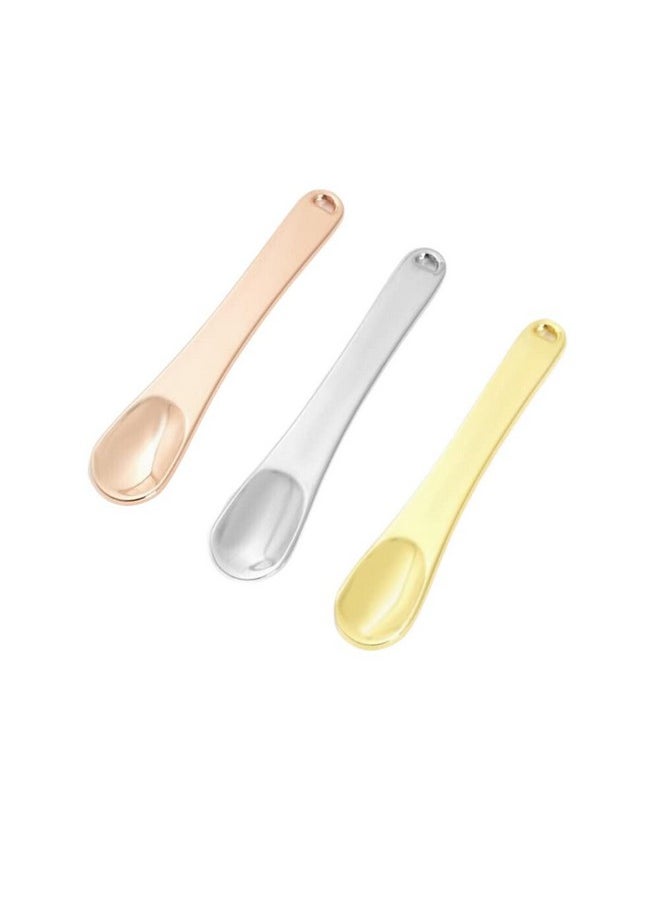 Honkenda 3 Pcs Metal Makeup Spatula Spoon Reusable Mini Cosmetic Beauty Scoop For Facial Cream Lotions Moisturizers Face Mask (Gold Silver Rose Gold)  - Image 1