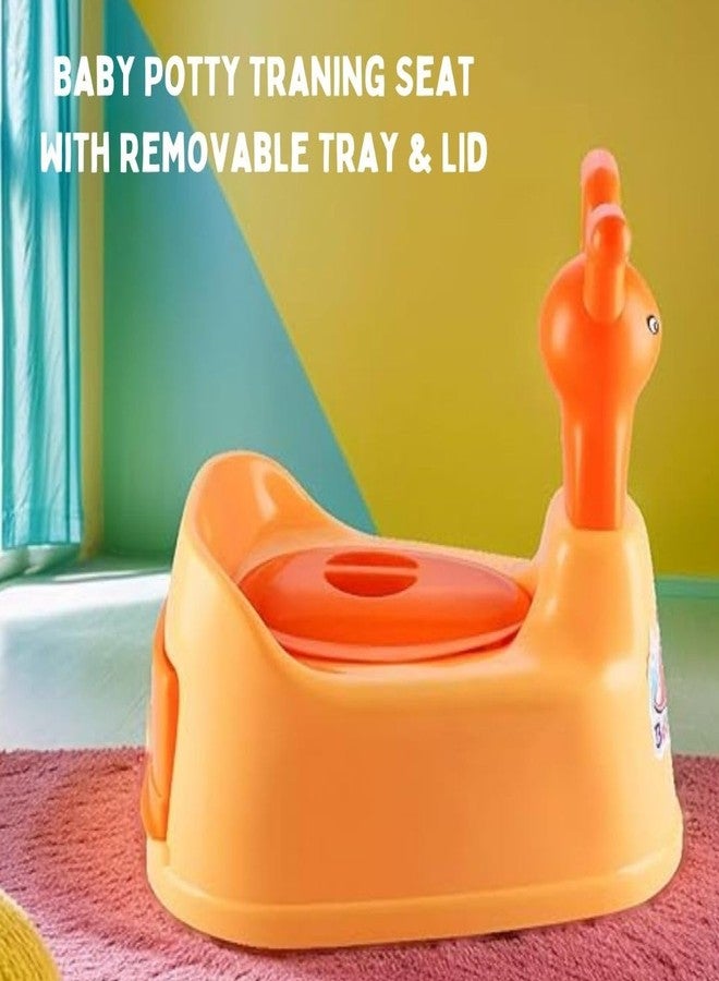 Zerya Potty Toilet Trainer Seat/Chair with Lid and High Back Support for Toddler Boys Girls (Age 7 Months to 3 Years) (Orange) - Image 4