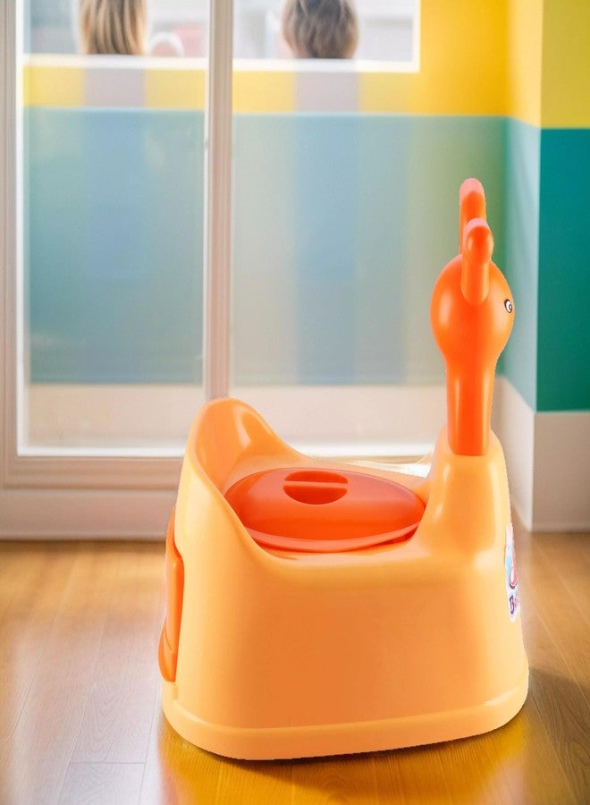 Zerya Potty Toilet Trainer Seat/Chair with Lid and High Back Support for Toddler Boys Girls (Age 7 Months to 3 Years) (Orange) - Image 1