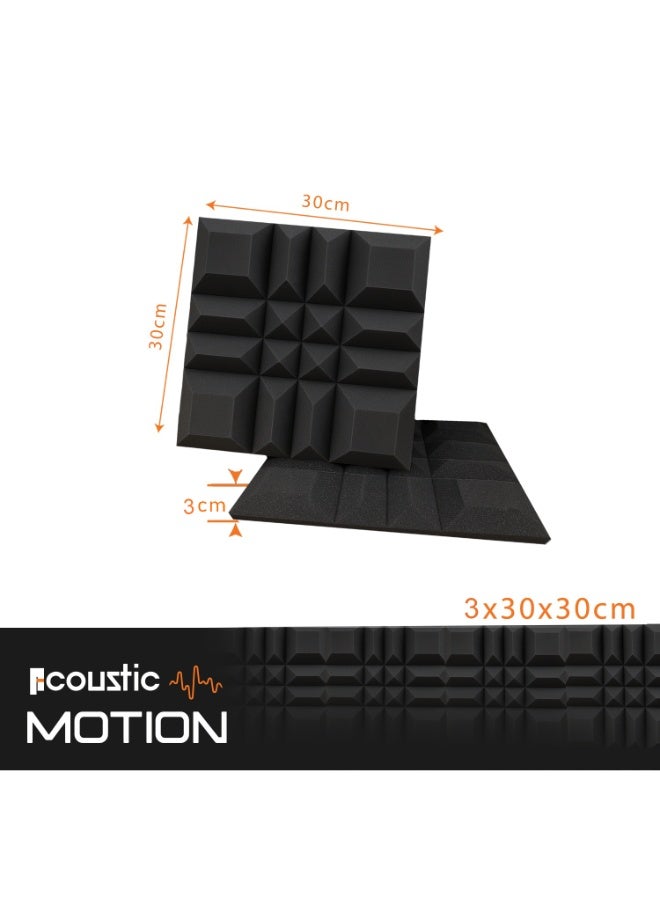 Acoustic Motion Acoustic Foam Panels-Sound Proof MIX 3X1 design Panel With Self-Adhesive Set Of 12 3X30X30Cm Dark Grey Stylish Acoustic Panels Basic For studio,recording,home,office,Acoustic Room Treatment - Image 5