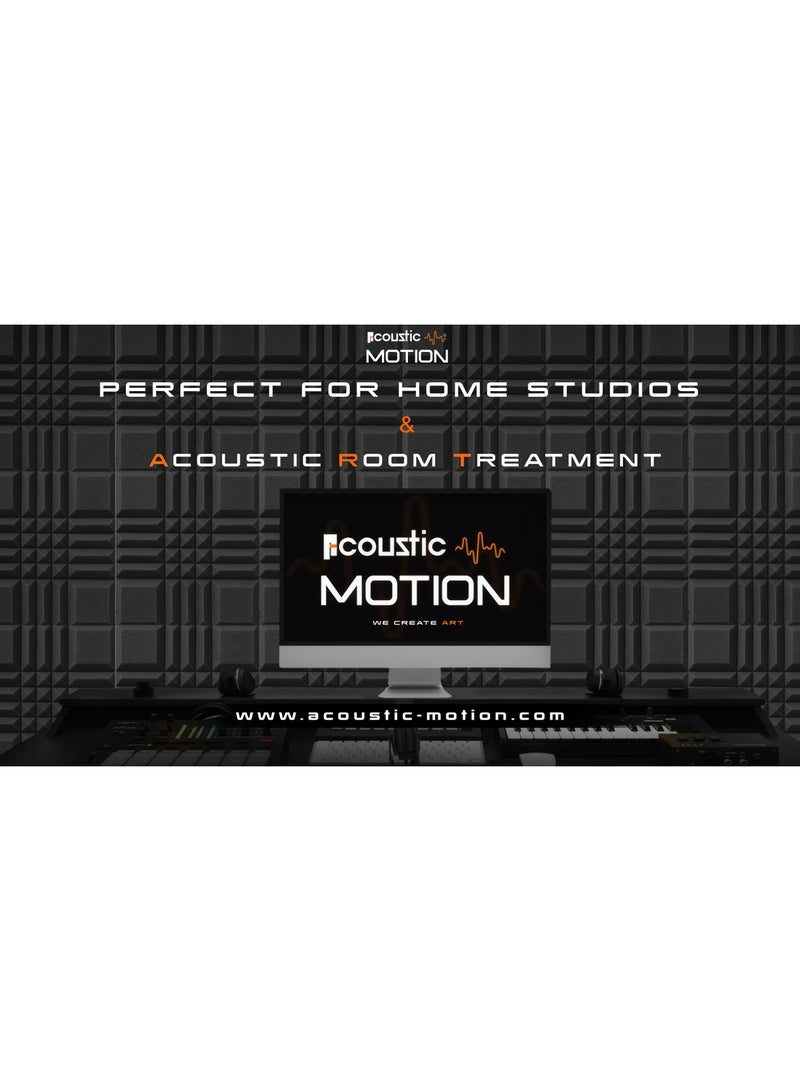 Acoustic Motion Acoustic Foam Panels-Sound Proof MIX 3X1 design Panel With Self-Adhesive Set Of 12 3X30X30Cm Dark Grey Stylish Acoustic Panels Basic For studio,recording,home,office,Acoustic Room Treatment - Image 3