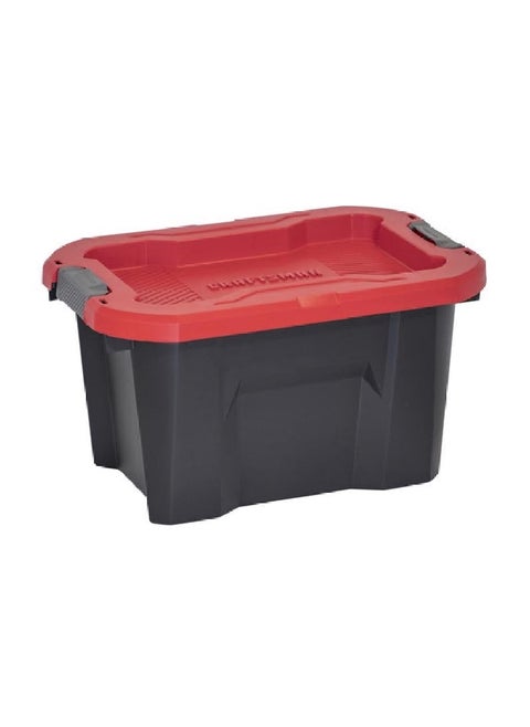 Rectangular Storage Tote with Latching Lid Black and Red 5 Gal 206410