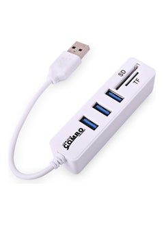 نيبمينينت موزّع USB 2.0 مع قارئ بطاقات SD/TF أبيض 