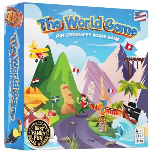 The World Game لعبة العالم  لعبة لوحية ممتعة للجغرافيا لعيد الفصح  لعبة تعليمية للأطفال  البالغين  فكرة هدية تعليمية رائعة للأولاد والبنات المراهقين  25 لاعب - Image 1