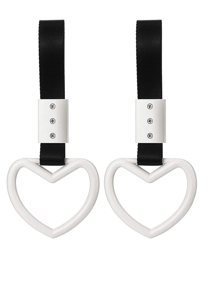 Excefore Heart-Shaped Hand Strap for Car, Rear Bumper Warning Ring Decorative Warning Loops Subway Heart Handles for Car Interior Exterior Decoration, 2 Pieces  - Image 1
