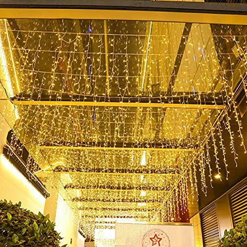 LOFTOLMEA LED Ceiling Icicle Lights 164FT 216 LEDs 8 Modes Twinkle Christmas Hanging Fairy String Curtain Lights for Parties Mall Patio Yard Indoor Outdoor Decoration Warm White 5M - Image 3