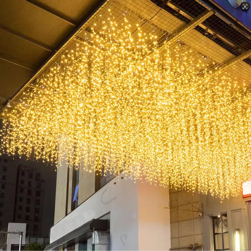 LOFTOLMEA LED Ceiling Icicle Lights 164FT 216 LEDs 8 Modes Twinkle Christmas Hanging Fairy String Curtain Lights for Parties Mall Patio Yard Indoor Outdoor Decoration Warm White 5M - Image 2