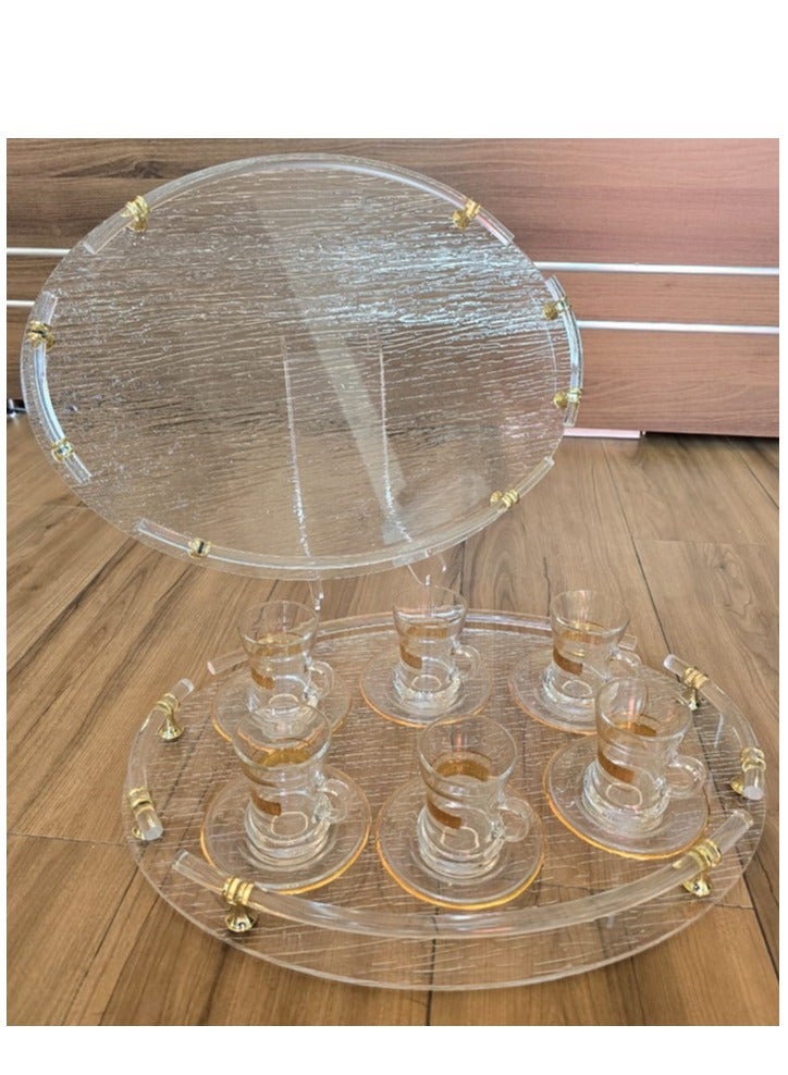 Bayti H.H. Bayti Classic Oval Serving Tray – Sleek 6mm Acrylic Design A (Large) - Image 1