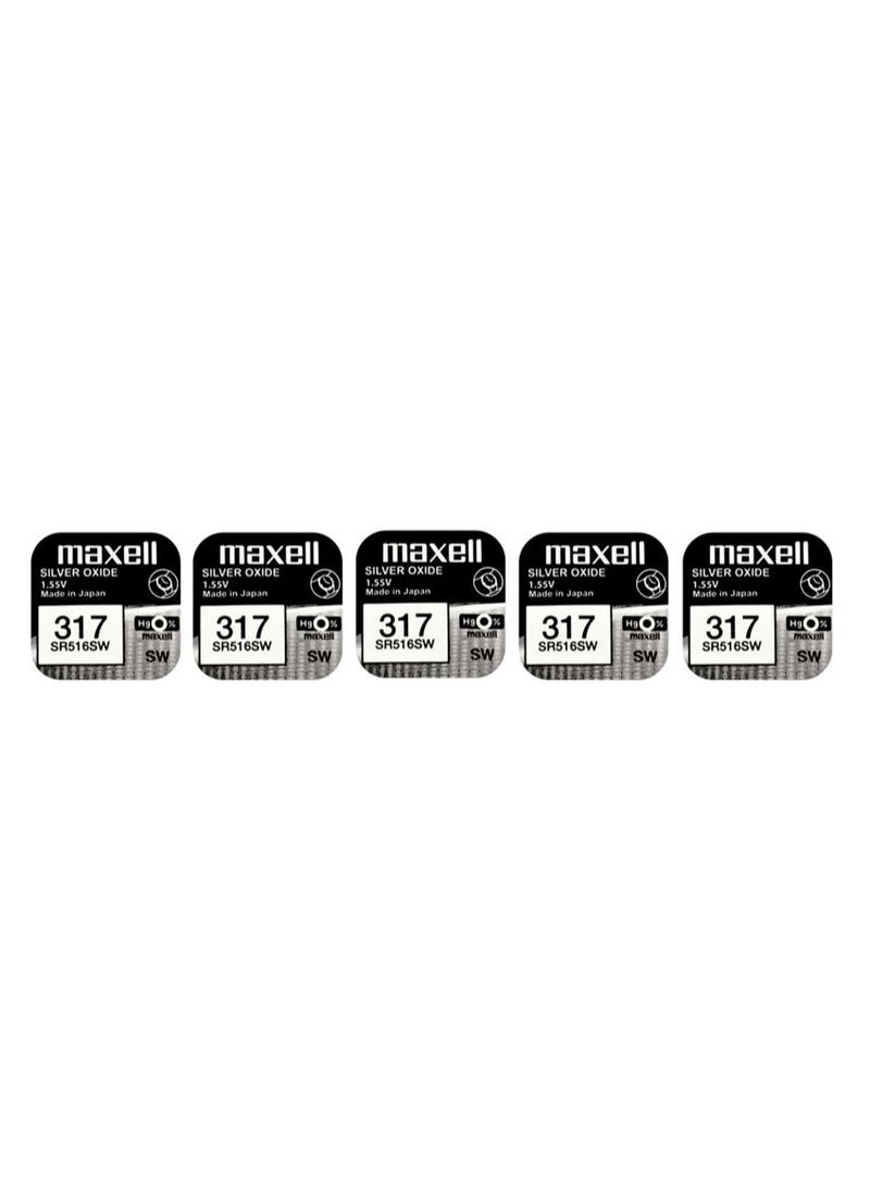 ماكسل 5 قطع ماكسيل 317/SR516SW بطاريات 1.55 فولت