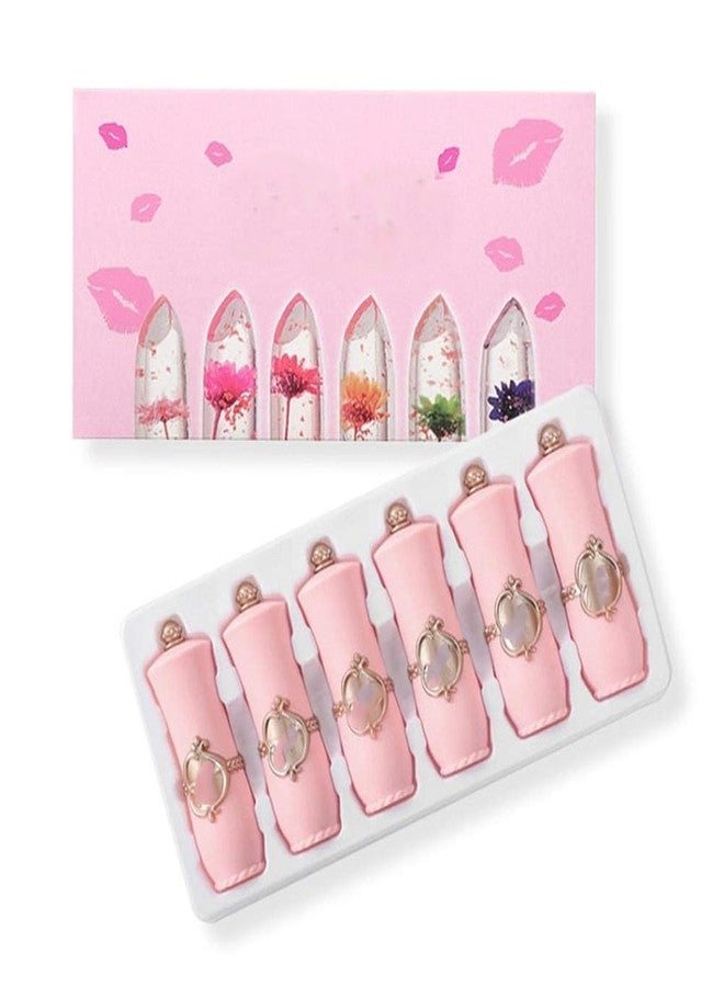 RedOak Crystal Clear Flower Jelly Color Changing Lipstick Set - Pack of 6 - Image 3