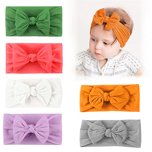 MAYCREATE 6 Piece Baby Nylon Headbands,Turban Knotted Girls Hairband Super Soft And Stretchy Hair Wrap For Newborn Toddle Childrens Girls 123456 Year Old,Assorted - Image 1