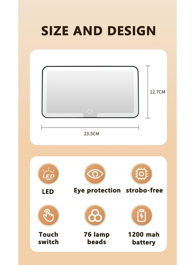 Halamine Car Vanity Mirror, Rechargeable Makeup Car Visor Mirror, Leds & 3 Light Modes, Universal Vanity Mirror for Car(Black) - Image 2