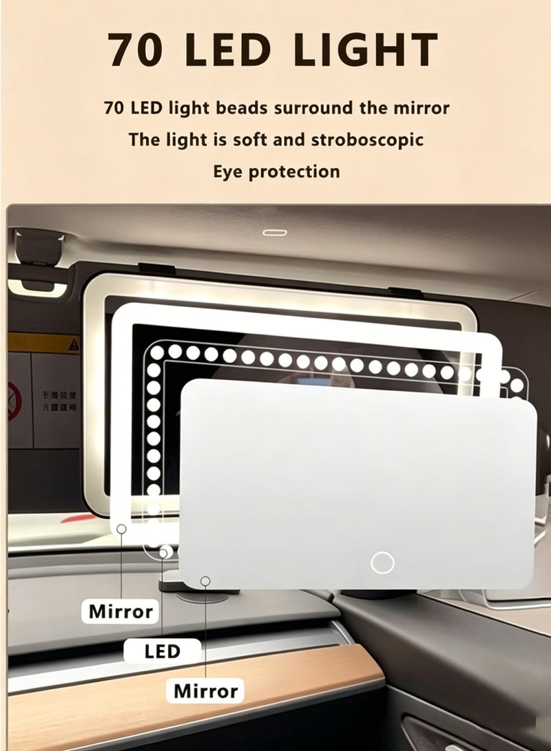 Halamine Car Vanity Mirror, Rechargeable Makeup Car Visor Mirror, Leds & 3 Light Modes, Universal Vanity Mirror for Car(Black) - Image 5