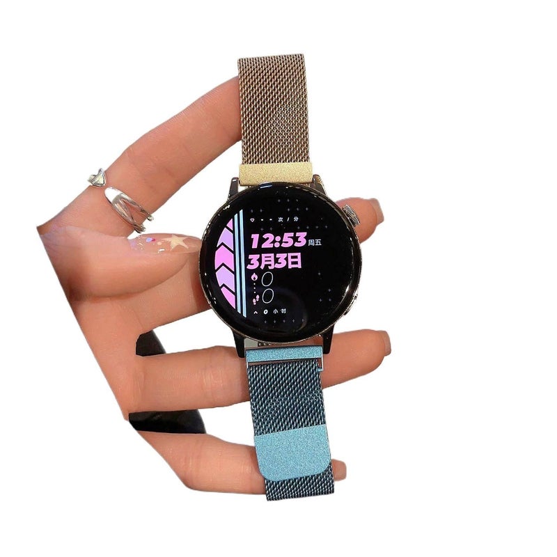 LL سوار ساعة ذكية سوار نايلون حلقي متوافق مع Samsung Galaxy Watch 7 Classic بملاءمة قابلة للتعديل وحزام بديل للاستخدام اليومي باللون أزرق قابل للتعديل باللون الأزرق - Image 1