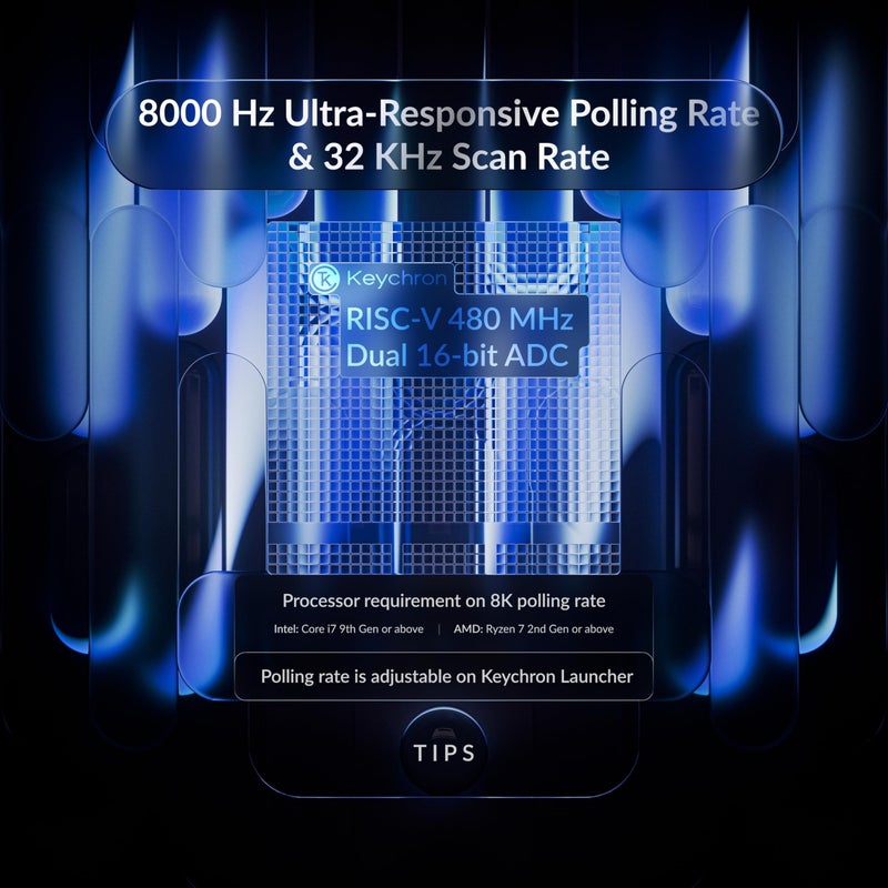 Keychron J2 HE TMR Wired Gaming Keyboard Volume Knob, 8000Hz Rapid Trigger Launcher Web with RGB Hot-Swappable Ultra-Fast Lime Magnetic Switch, Non-Shine-Through PBT for Mac Windows Linux - 75% Layout - Image 5