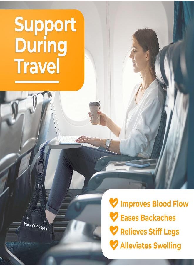 BASIC CONCEPTS Airplane Footrest (Travel Comfortably), Perfect Foot Hammock Airplane or Office Footrest to Relax Your Feet - Airplane Foot Hammock for Airplane Travel Accessories, Plane Footrest, Airplane Essentials  - Image 3