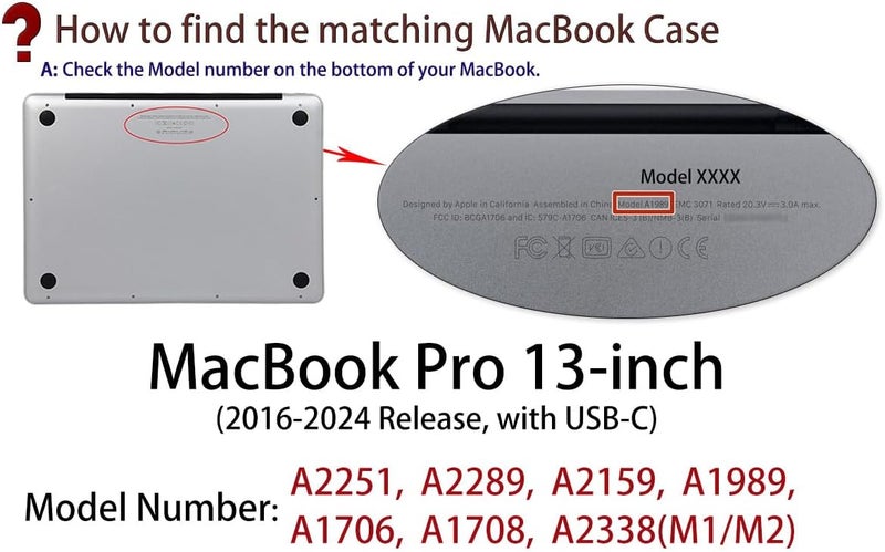 UESWILL Compatible with MacBook Pro 13 inch M2 M1 Case (2016-2024), Model A2338 A2289 A2251 A2159 A1989 A1706 A1708 Touch Bar USB-C, Matte Hard Shell Case Cover, Black - Image 2