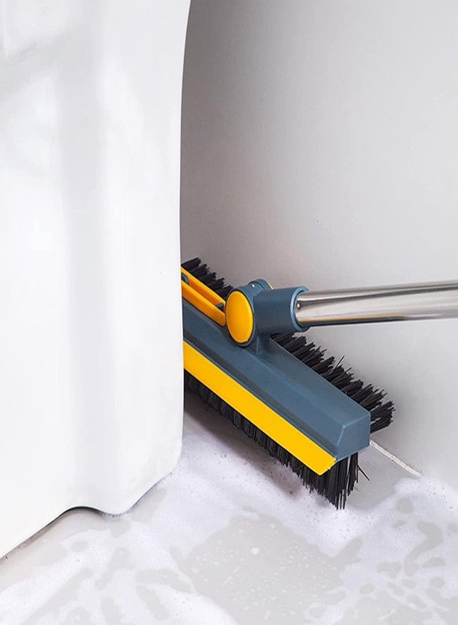 AIMERS 3-in-1 Adjustable 180° Swivel Grout Cleaning Brush Long Handle Floor Scrub Brush with Rubber Squeegee & V-Shaped Bristles, Ideal for Kitchens, Bathrooms, Garage, Swimming Pool, and More - Image 2