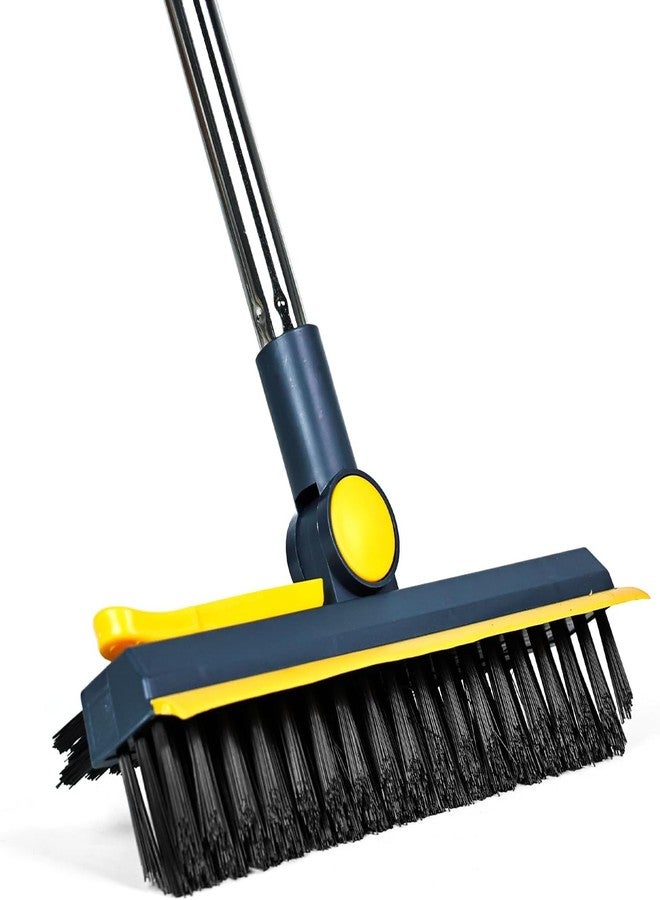 AIMERS 3-in-1 Adjustable 180° Swivel Grout Cleaning Brush Long Handle Floor Scrub Brush with Rubber Squeegee & V-Shaped Bristles, Ideal for Kitchens, Bathrooms, Garage, Swimming Pool, and More - Image 1