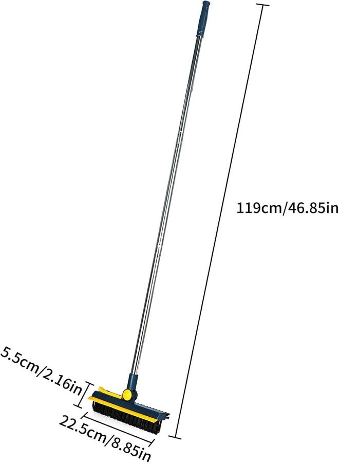 AIMERS 3-in-1 Adjustable 180° Swivel Grout Cleaning Brush Long Handle Floor Scrub Brush with Rubber Squeegee & V-Shaped Bristles, Ideal for Kitchens, Bathrooms, Garage, Swimming Pool, and More - Image 3