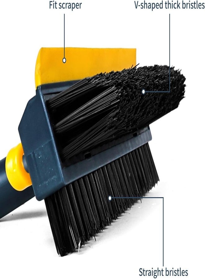 AIMERS 3-in-1 Adjustable 180° Swivel Grout Cleaning Brush Long Handle Floor Scrub Brush with Rubber Squeegee & V-Shaped Bristles, Ideal for Kitchens, Bathrooms, Garage, Swimming Pool, and More - Image 4