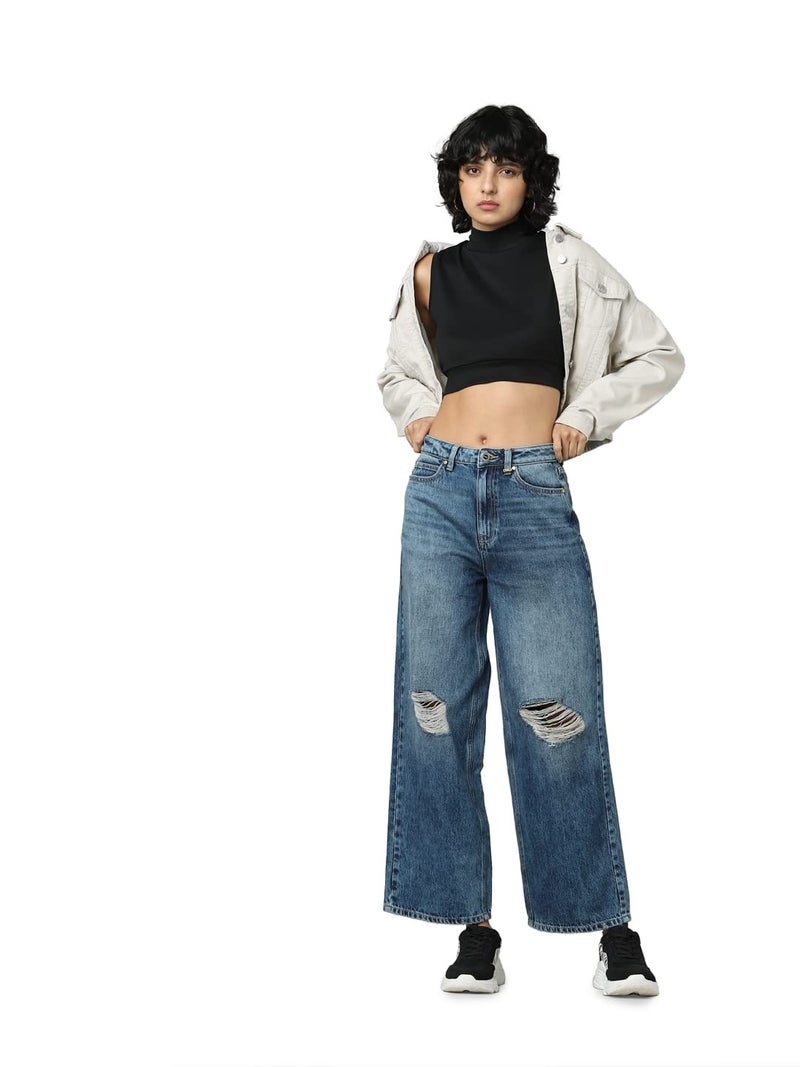 ONLY Wide Leg Jeans(242288501_Medium Blue Denim_30) - Image 1
