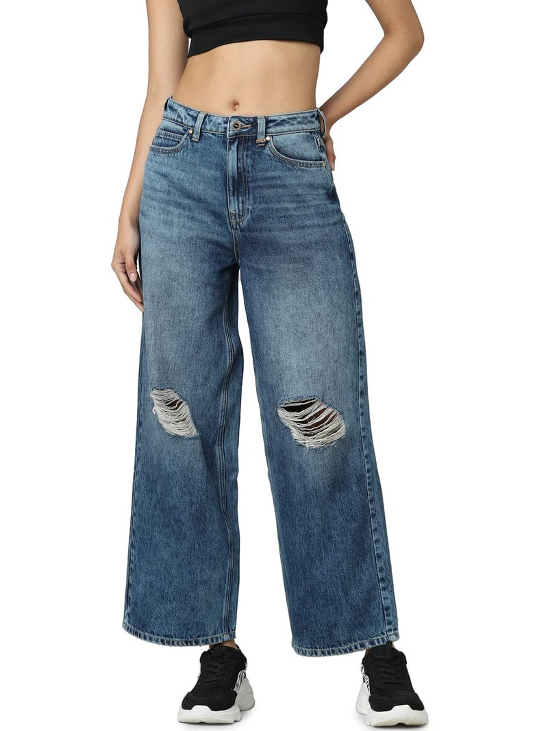 ONLY Wide Leg Jeans(242288501_Medium Blue Denim_30) - Image 2