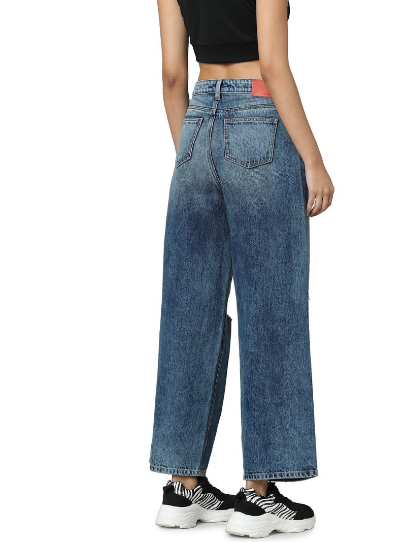 ONLY Wide Leg Jeans(242288501_Medium Blue Denim_30) - Image 5