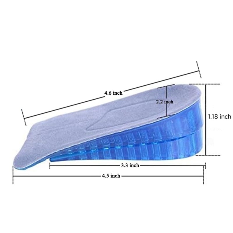 Topwon 1.8'' Two Layers Height Increase Taller Shoe Gel Insole Blue