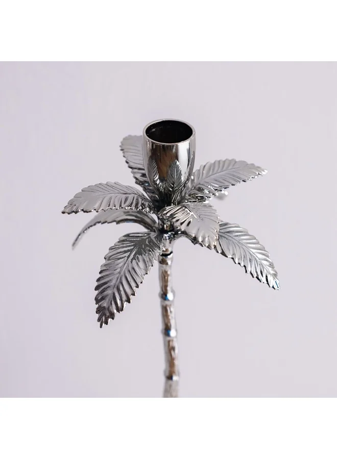 DANUBE HOME Mirage Candle Holder With Marble Base Candle Stands  Home Wedding Table Birthday Party Holiday Decoration Taper Candle Holders Decorations Home DÃ©cor Silver 12.5X12.5X35.5Cm