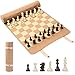 DN DECONATION Portable Travel Chess Set Small Roll Up Chess Board with Resin Pieces Traveling Chess Sets for Adults Kids Luxury Foldable Pocket Compact Game for Camping OutdoorBrown Leather Mat - Image 3