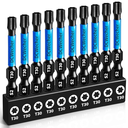 DCWecher 10-Pack T30 Torx Bit, Impact T-30 Torx Bit, Profession Torx Bits 2 in Magnetic, T 30 Torx Bit S2 Steel, Star Bits 1/4'' Hex-Shank with Bit Holder, Great for DIY Car Repair, Furniture Installation - Image 1