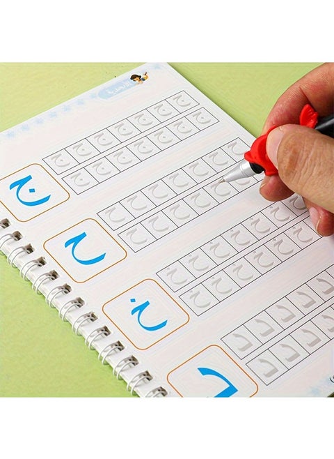 4 Pcs Arabic Handwriting Copybook Magic Practice Set for Kids, Includes Math & Number Learning, Alphabet & Drawing, with Pen