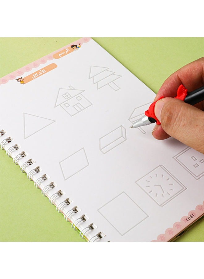 4 Pcs Arabic Handwriting Copybook Magic Practice Set for Kids, Includes Math & Number Learning, Alphabet & Drawing, with Pen
