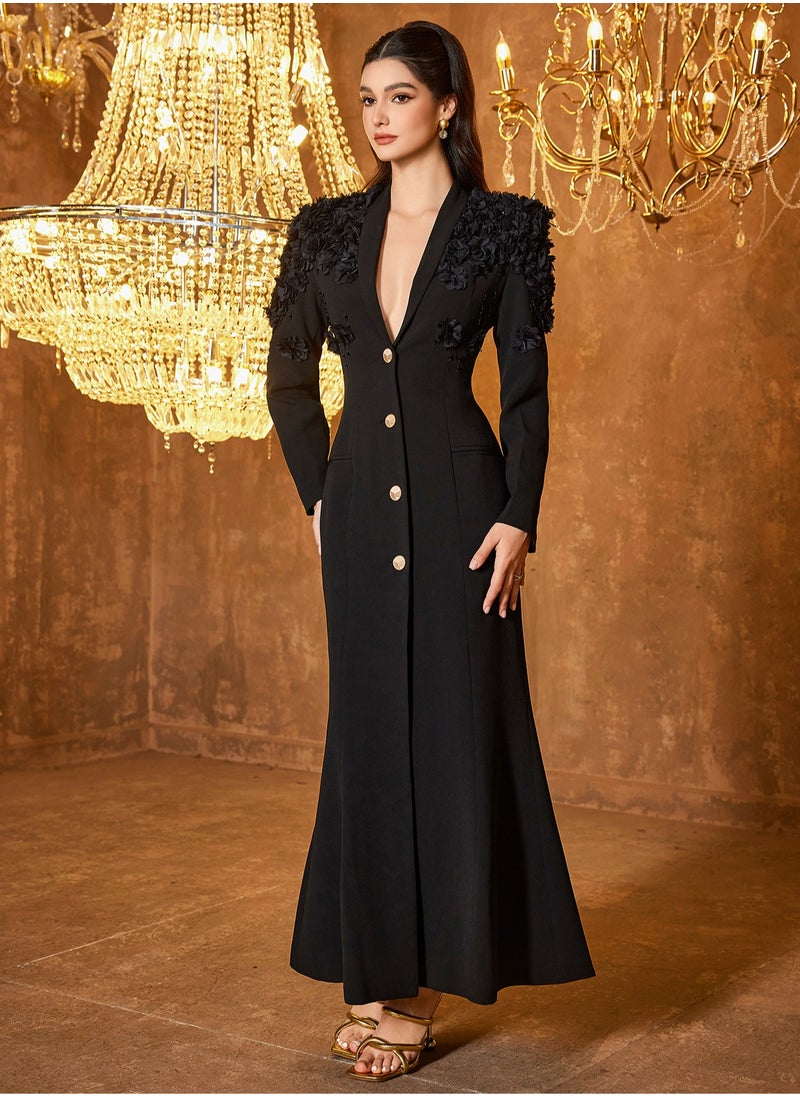 Madam Uniq Floral Shoulder Column Dress  - Image 4