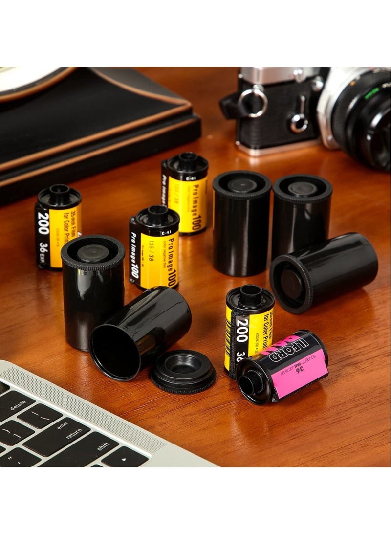 كابتن تيك Plastic Film Canister Holders, Empty 35mm Camera Reel Containers with Lids, Storage Cases for Small Accessories, Film, Keys, Coins, Art Beads, Black, 30 Pack - Image 2