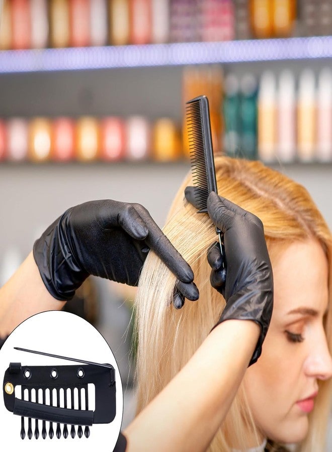 مجموعة مشابك أدورنش المكونة من 6 قطع من مشابك الشوني دوباتا مع دبوس أمان، مشبك شعر قوي ذو 10 أسنان لتثبيت الشوني، مشابك تثبيت لوصلات الشعر النسائية (أسود، معدني) - Image 4