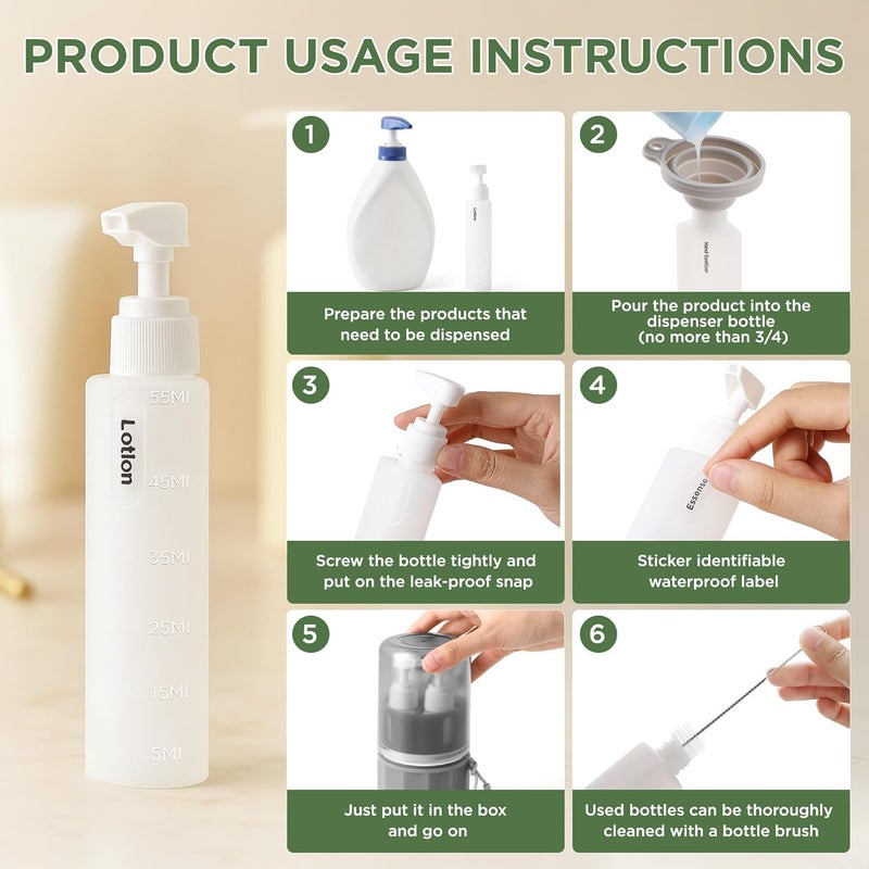 SESENSE 4-in-1 Travel Bottles for Toiletries, TSA Approved Travel Size Toiletries, Leak Proof Refillable Travel Size Shampoo and Conditioner Sets with Wall-Mountable Suction Cup, Gray - Image 4