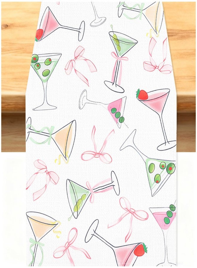 Tmtains Martini Table Runner A Tini Bit Older Birthday Party Decoration for Women Bow Olive Cocktail Bachelorette Bridal Shower Martini Themed Party Decorations for Dining Room Home Island Table Decor - Image 1
