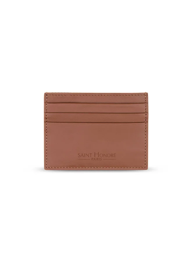 Saint Honore Paris Core Brown Leather Card Case for Men