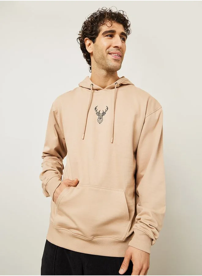 ستايلي Minimal HD Print Fleece Relaxed Fit Hoodie
