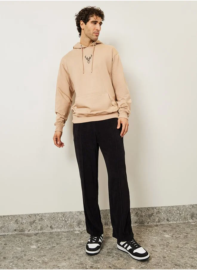 ستايلي Minimal HD Print Fleece Relaxed Fit Hoodie