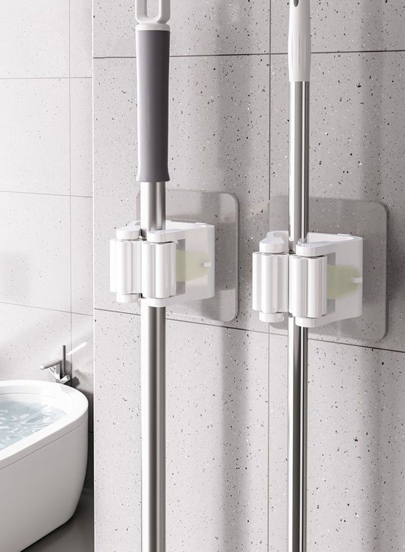 Wall Mounted Mop Holder 6-Pack No-Drill Installation Heavy Duty Adhesive for Mops Brooms Cleaning Tools Kitchen Bathroom Organization Daily Use - Image 3