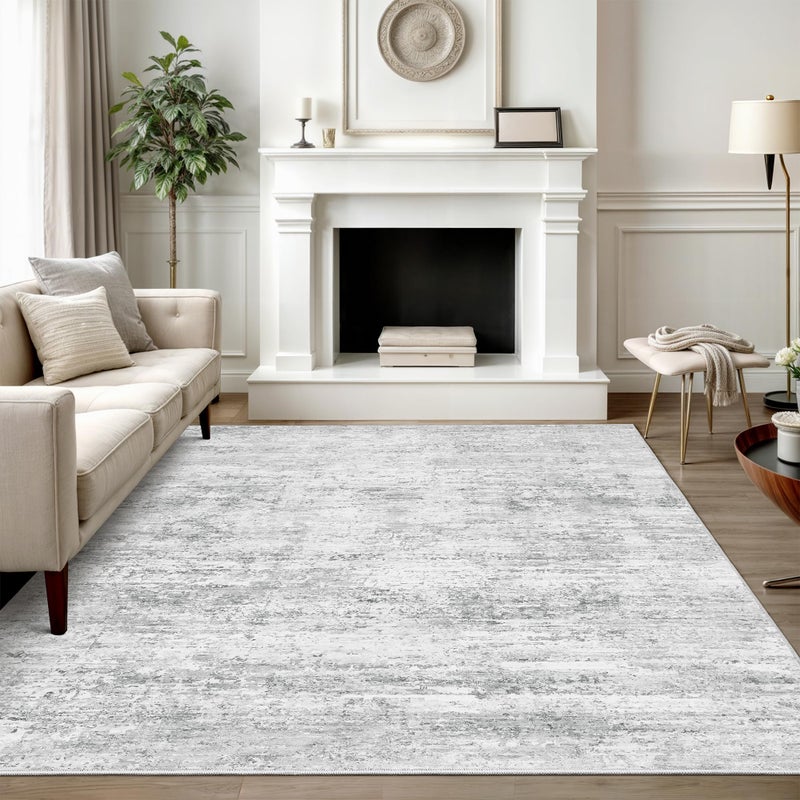 Art&Tuft Washable Rugs 5x7 - Stain Resistant Anti-Slip Backing Abstract 5x7 Area Rugs for Living Room, Foldable Machine Washable Area Rug(5'x7', Grey) - Image 1