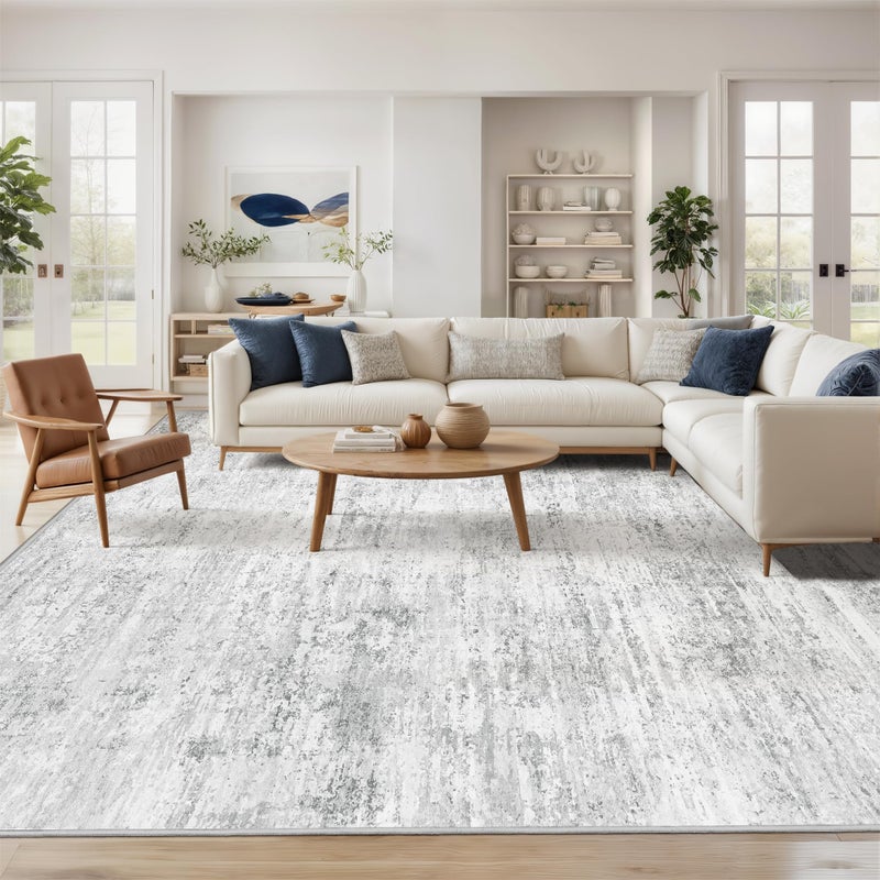 Art&Tuft Washable Rugs 5x7 - Stain Resistant Anti-Slip Backing Abstract 5x7 Area Rugs for Living Room, Foldable Machine Washable Area Rug(5'x7', Grey) - Image 3